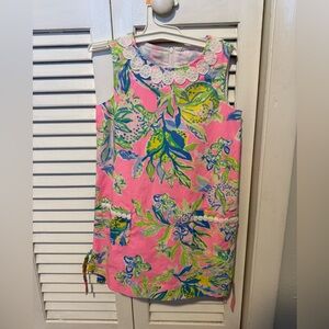 Lilly Pulitzer Girls' Pink Floral Sleeveless Dress with Lace Trim